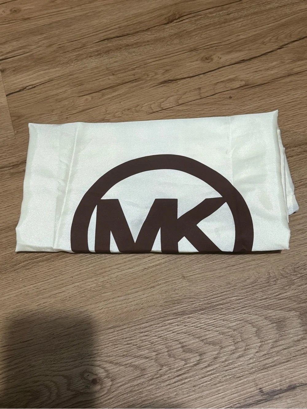 Michael Kors White Drawstring Dust Bag with Brown MK Logo
